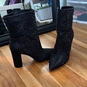 Black Rhinestone Ankle Booties - size 11